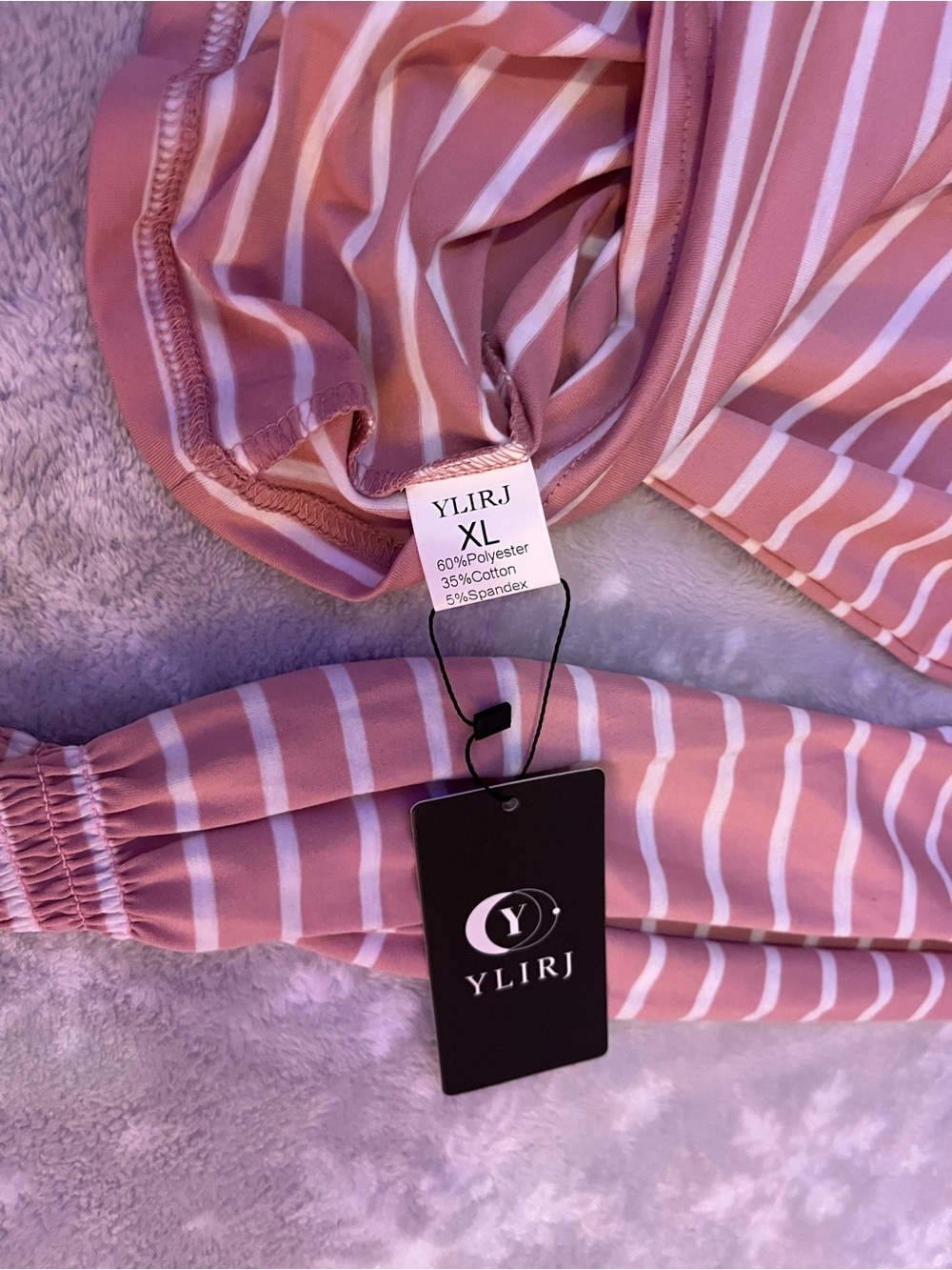 Pink & White Striped Long Sleeve Tee